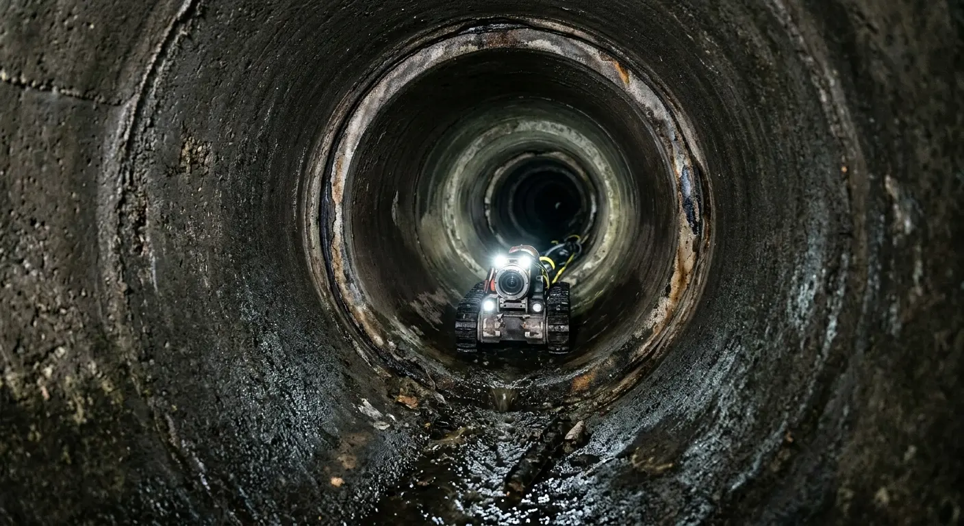 Robotic sewer camera inspecting pipe interior for Sewer Line Repair in Whispering Pines
